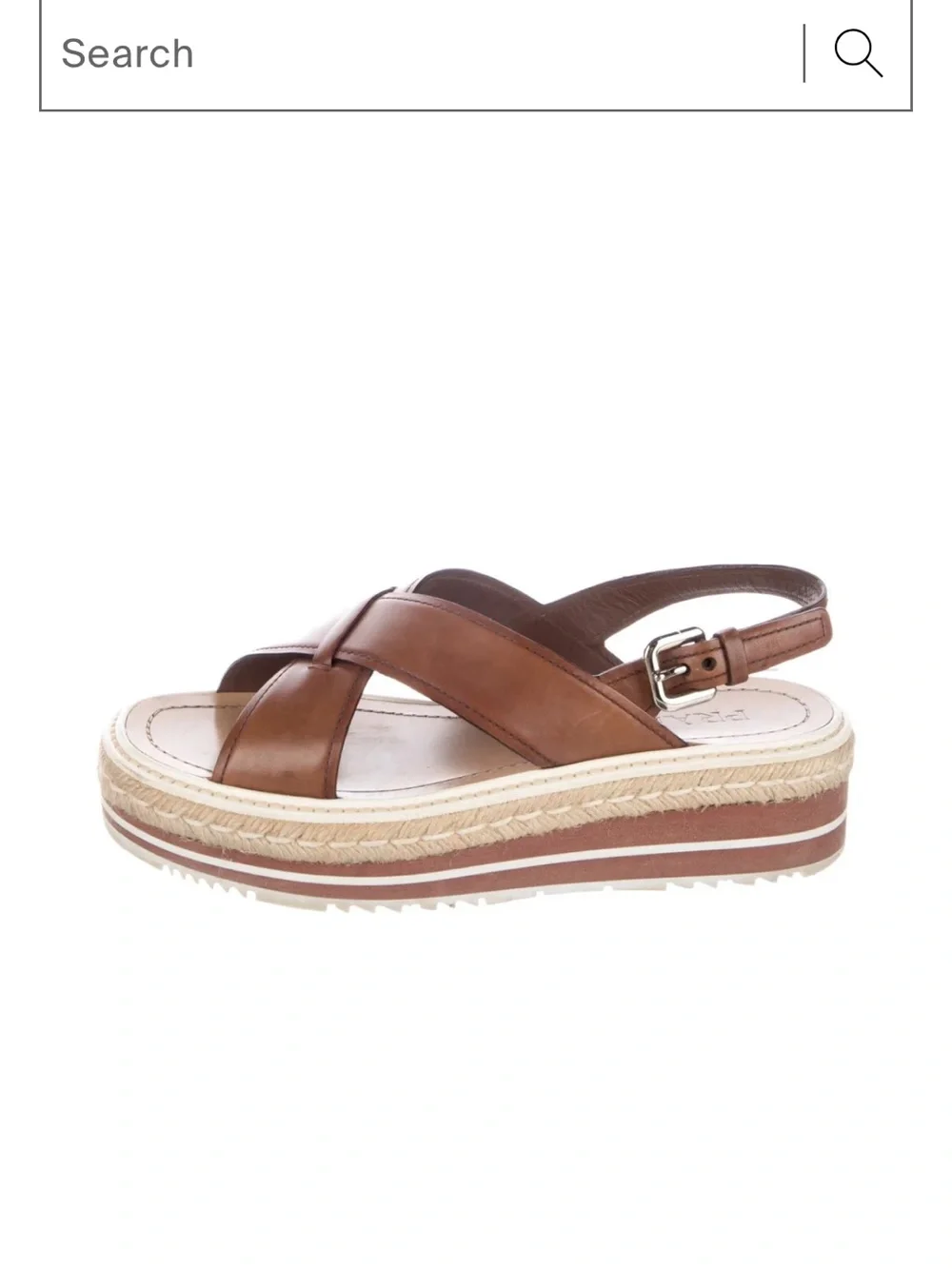 Prada Brown Leather Espadrille Platform Slingback Sandals